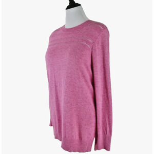 Loft Size XL Eyelet Yoke Tunic Sweater Wool Blend Pullover Pink